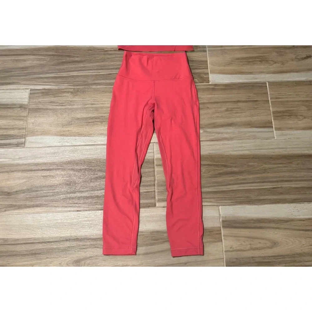 Lululemon Align High-Rise Crop 21 Pink Coral Nulu Yoga Leggings Size 4